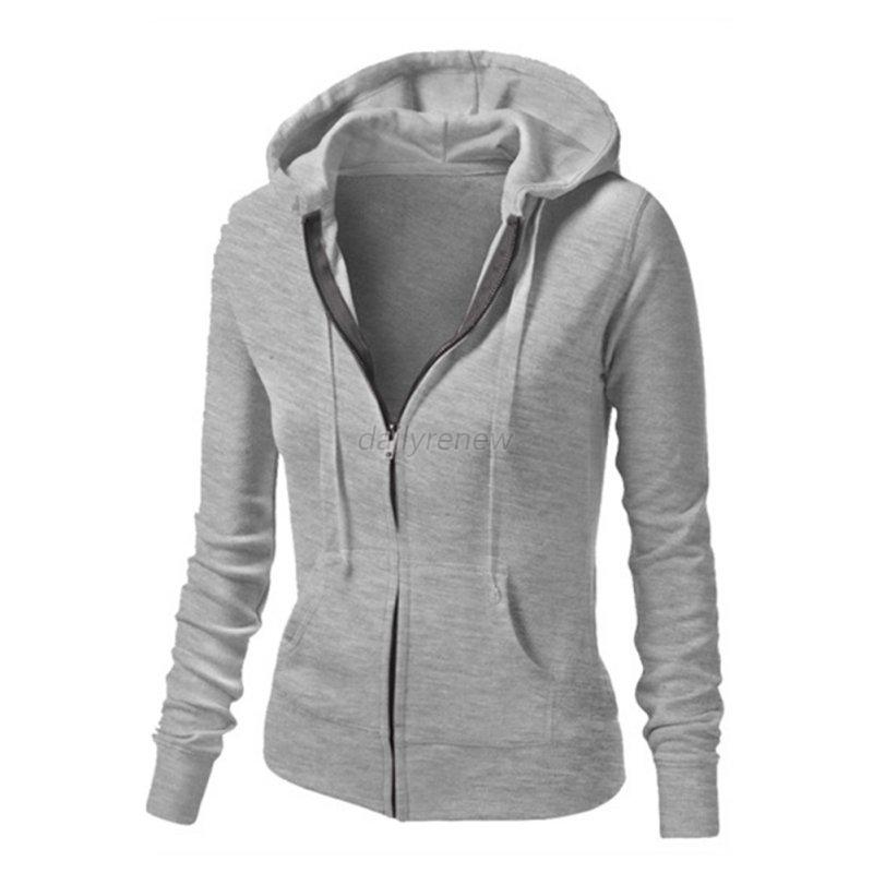 Hooded Zipper Plain Outerwear