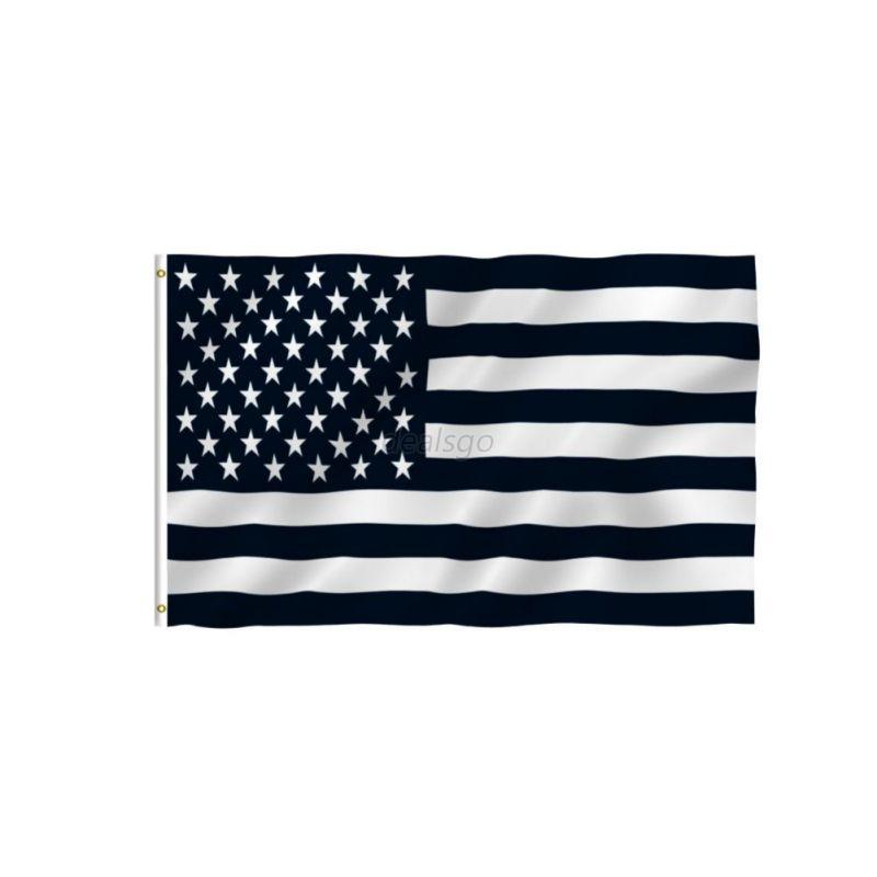 Black White USA United States Flag American Protest Banner Pennant 3x5
