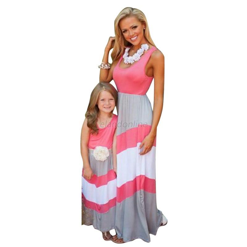 Mother And Daughter Casual Stripe Maxi Dress mommy me matching outfits ...