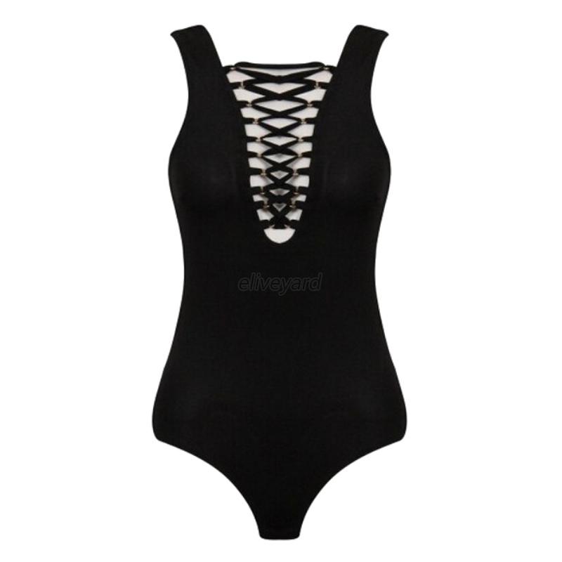 Women Sexy Sleeveless Playsuit Bodysuit Bandage Bodycon Jumpsuit Short