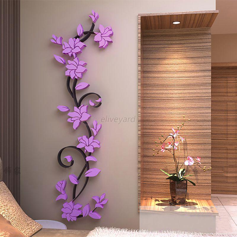 3D Vase Flower Tree DIY Removable Art Vinyl Wall  Stickers  