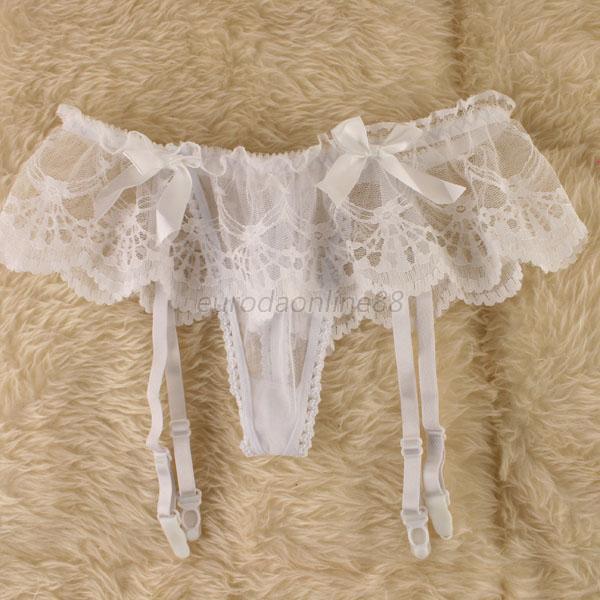 Womens Lace Floral Garter Suspender Belt Hosiery G String Stocking