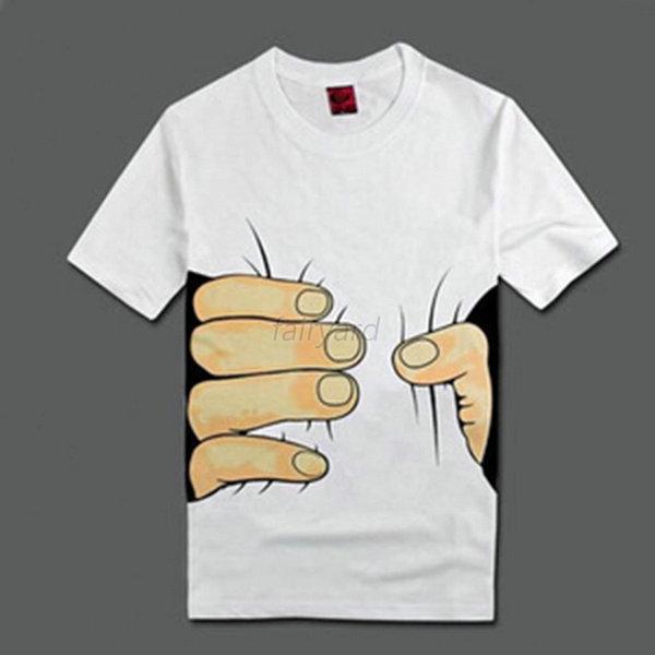 Chic Unisex Summer Tee Funny Big Hand Grab Waist Print Short Sleeve T ...