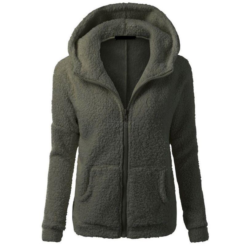 UK Women Thick Fleece Winter Soft Warm Coat Hooded Parka Overcoat
