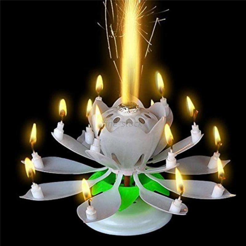 14 Candles Magic Rotating Music Flower Candle Light ...