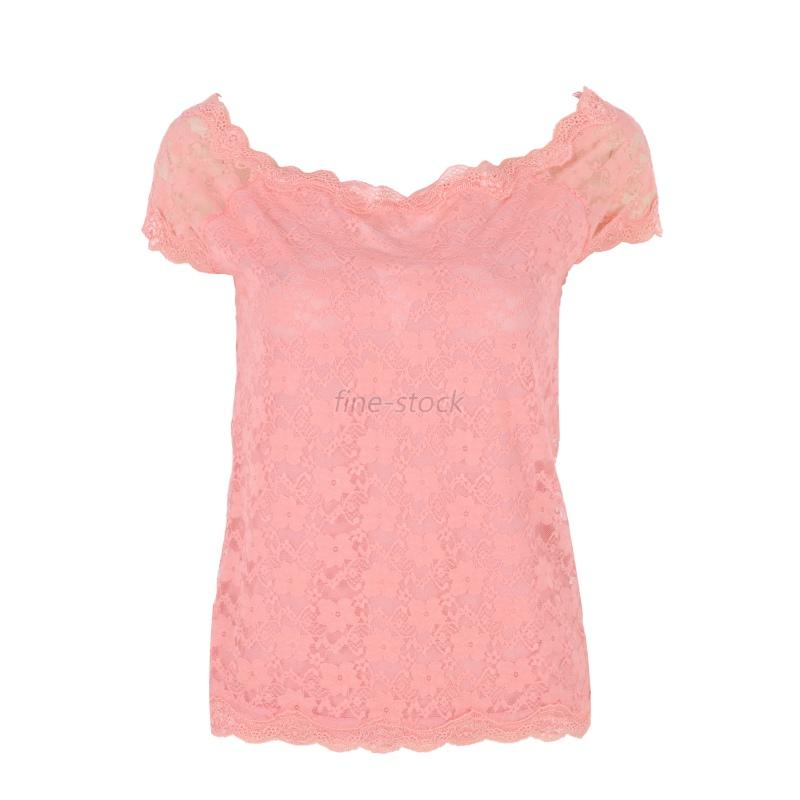 New Summer Women Short Sleeve Lace Floral Elegant TShirt Casual Blouse Tops eBay