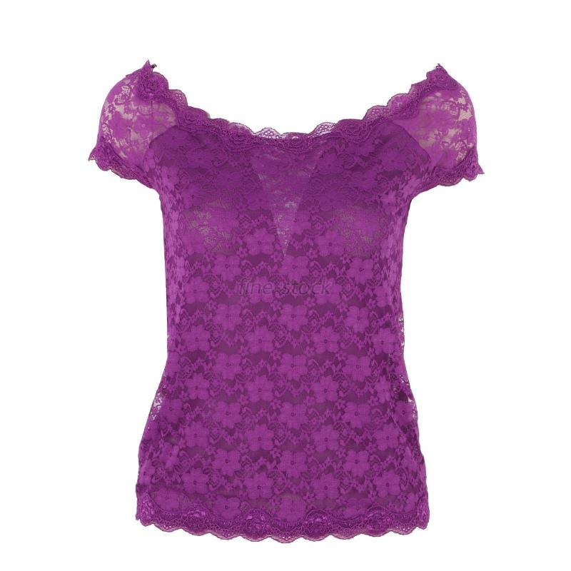 New Summer Women Short Sleeve Lace Floral Elegant TShirt Casual Blouse Tops eBay