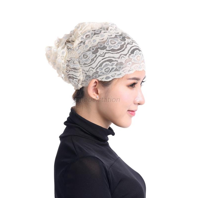 Women Soft Lace Muslim Hat Hijab Underscarf Caps Islamic 
