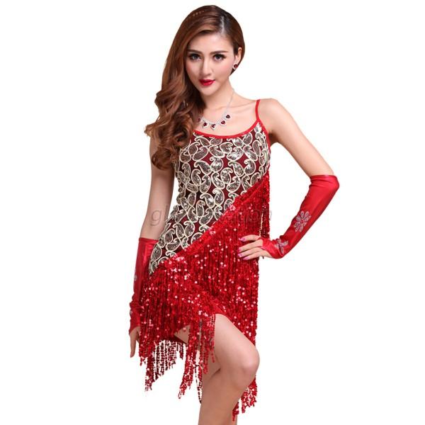 Latin Dance Dress Ballroom Glitter Sequins Fringe Tassel Latin Dance ...