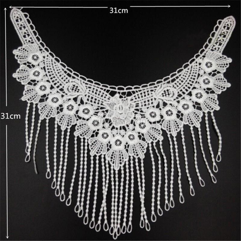 Beauty Embroidered Floral Lace Neckline Neck Collar Trim Clothes Sewing ...