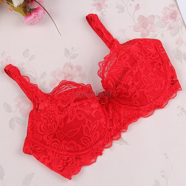 Ladies Push Up Underwire Padded Up Embroidery Lace Bra 32-40B Brassiere ...