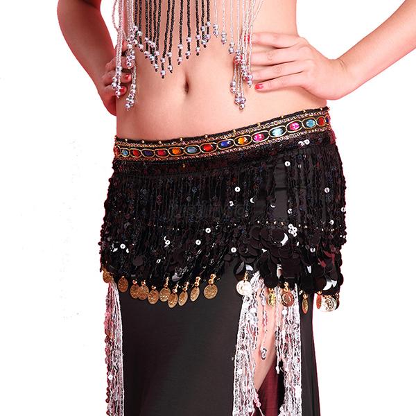 Belly Dance Sequin Tassel Hip Scarf Skirt Wrap Costume Coins Chiffon Belt J30 Ebay