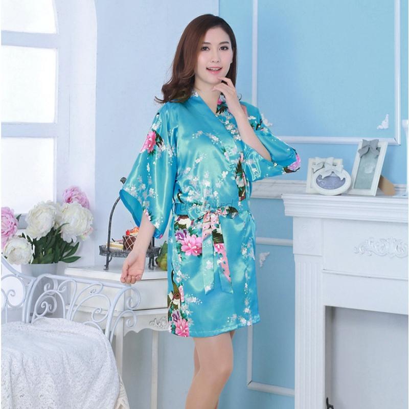 Women Lady Trendy Peacock Pajamas Robe Sleepwear Set Nightdress ...