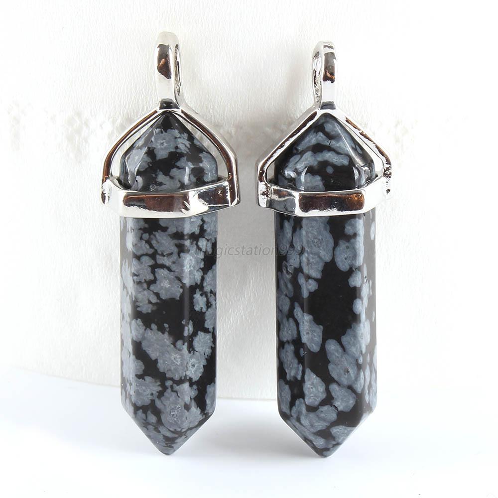 Hexagonal Point Natural Crystal Pendant Chakra Gemstone Necklace Bead