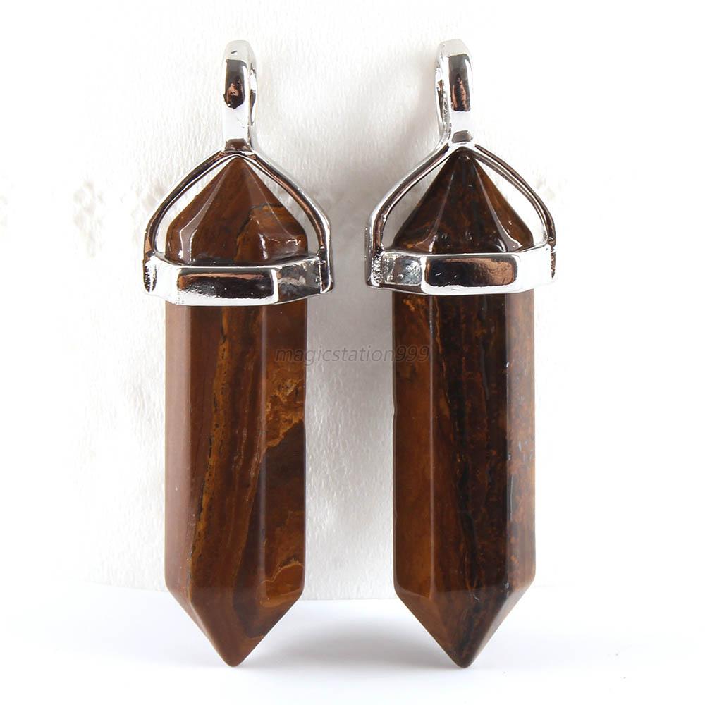 Hexagonal Point Natural Crystal Pendant Chakra Gemstone Necklace Bead