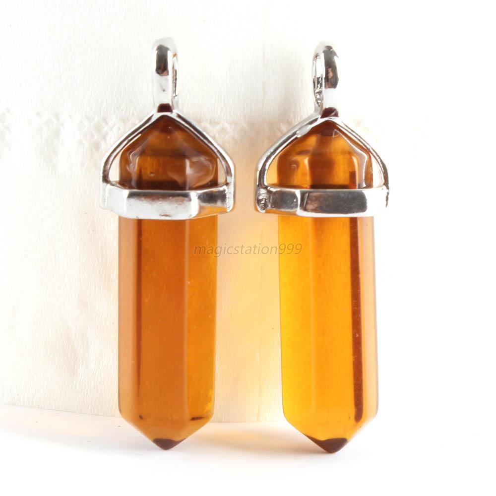 Hexagonal Point Natural Crystal Pendant Chakra Gemstone Necklace Bead