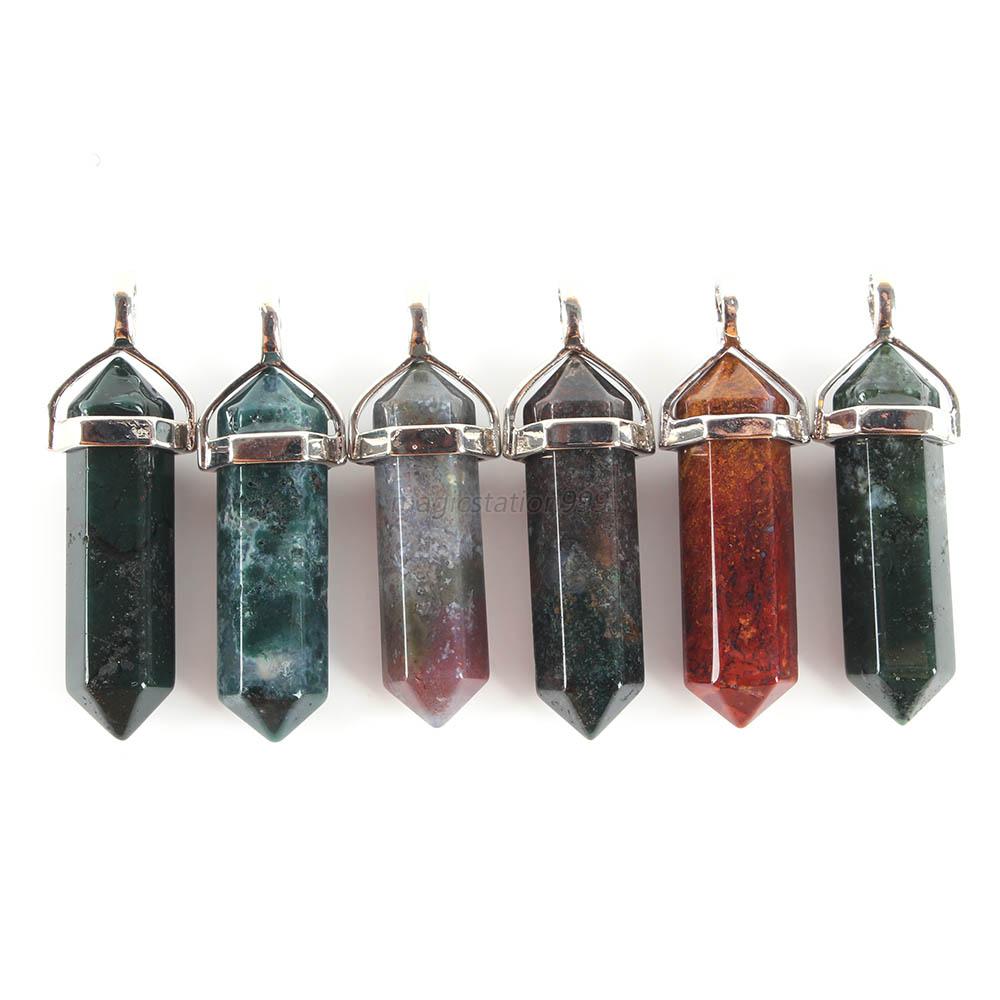 Hexagonal Point Natural Crystal Pendant Chakra Gemstone Necklace Bead