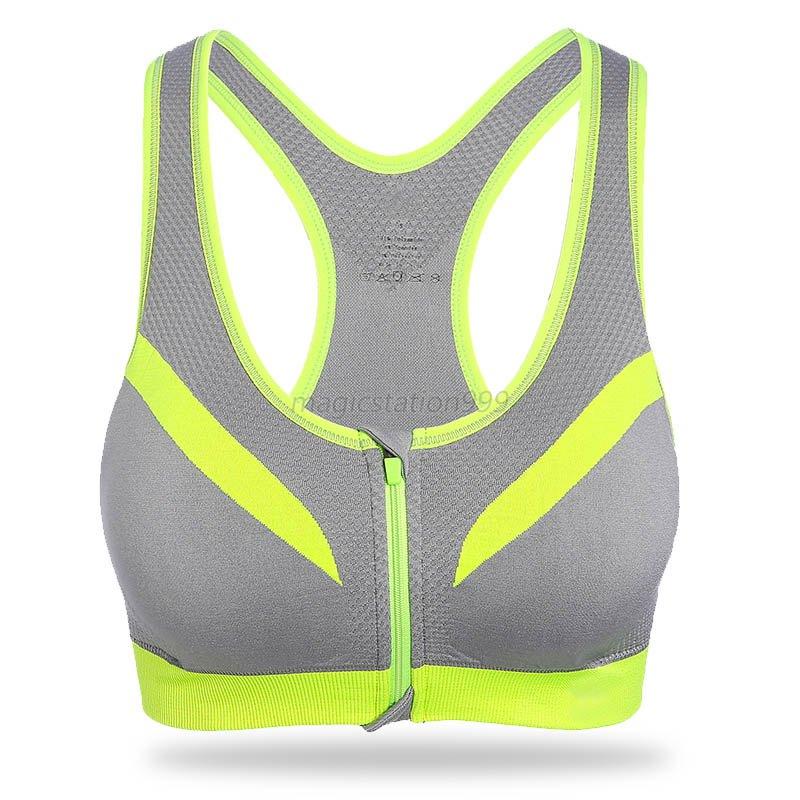 Racerback sports bra with front closure hair