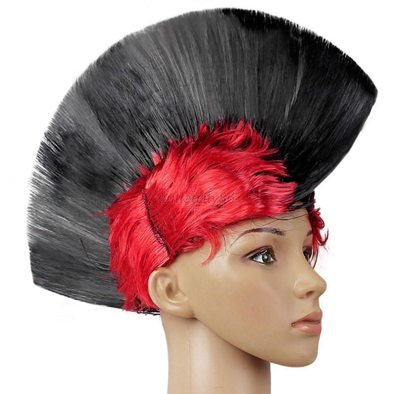 Rainbow Mohawk Gay Pride Wig Costume Punk Rock Rocker Halloween Spike ...