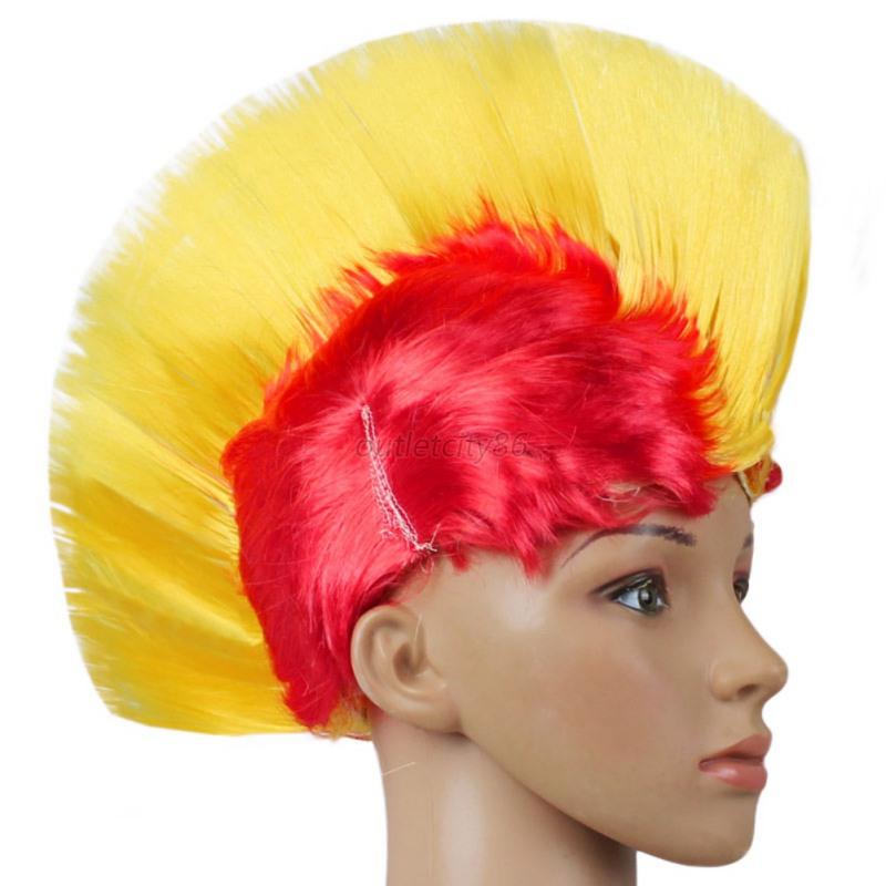 Rainbow Mohawk Gay Pride Wig Costume Punk Rock Rocker Halloween Spike ...