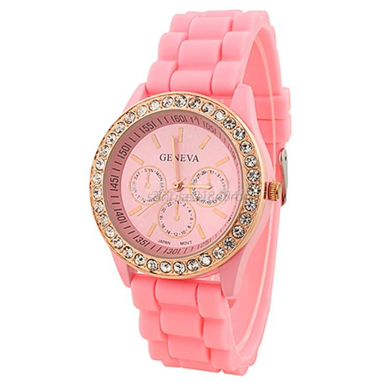 Women Ladies Silicone Quartz Golden Crystal Stone Jelly 