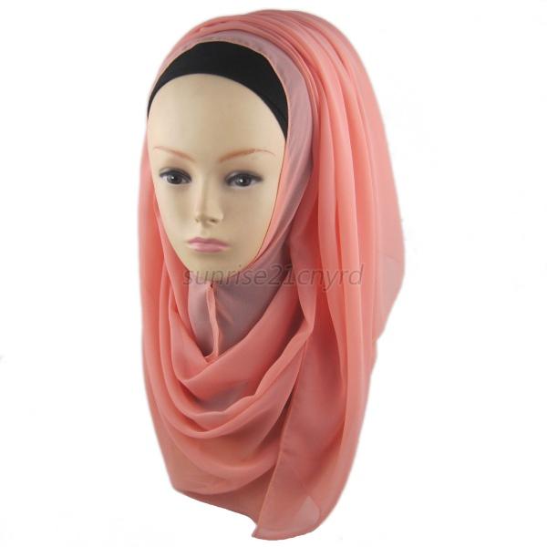 Women Muslim Chiffon Hijab Islamic Headwear Scarf Arab 