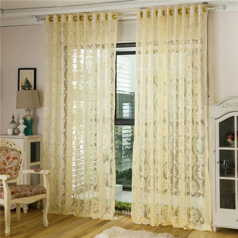 Window Tulle Curtain See Through Drape Sheer Room Valances Door Divider ...