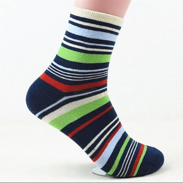 Hot Stripes Mens Cotton Casual Socks Soft Colorful Cozy Ankle Short ...