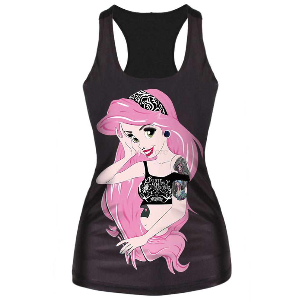 Women Sleeveless Vest Tank Printed Tops Blouse Gothic Punk Club Party T Shirt Ebay 