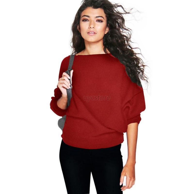 Sexy Womens Off Shoulder Chunky Knit Jumper Ladies Oversized Baggy Sweater Tops Ebay