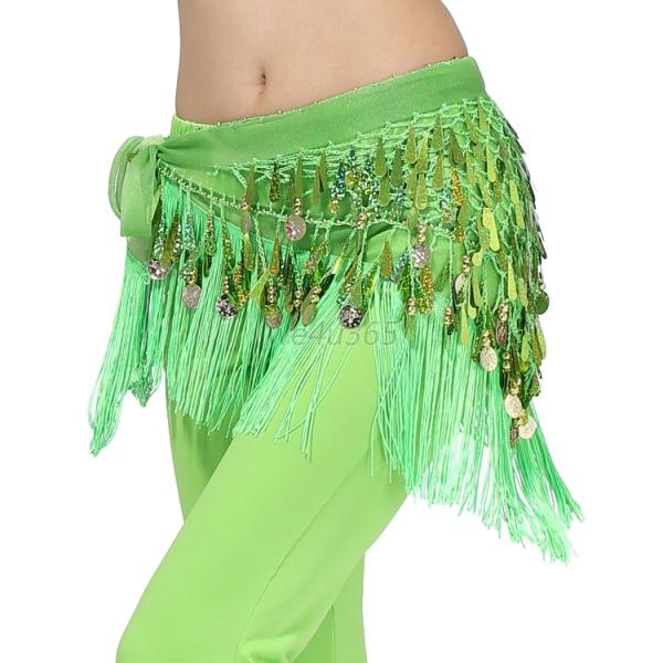 3 Rows Coins Sequin Bling Belly Dance Skirt Dancing Costume Wrap Hip ...