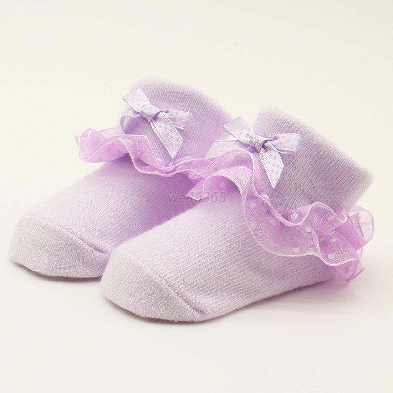 Newborn Baby Girl'sToddler Lace Ruffle Frilly Cotton Ankle Anti Slip ...