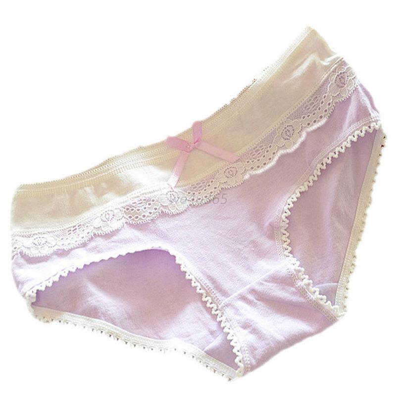 Cute Women's MultiColor Cotton Soft Lace Bowknot Underwear Briefs