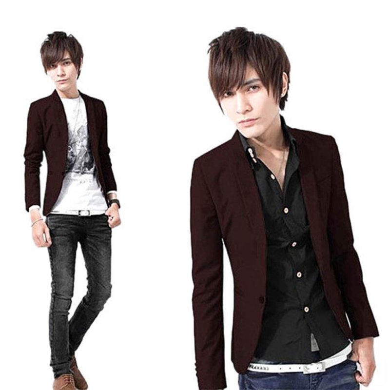  Korean  Fashion Mens Slim Fit  Stylish Casual One Button 