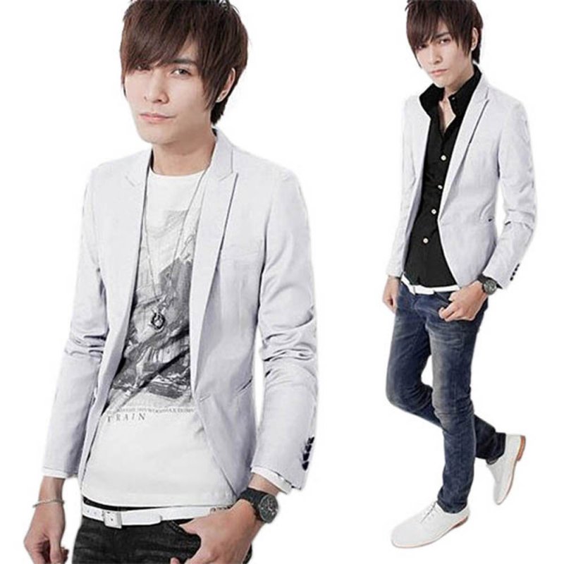  Korean  Fashion Mens Slim Fit  Stylish Casual One Button 